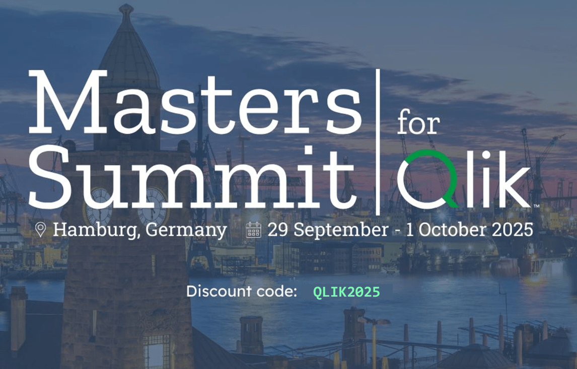 Image with an event description detailing the Masters Summit for Qlik in Germany