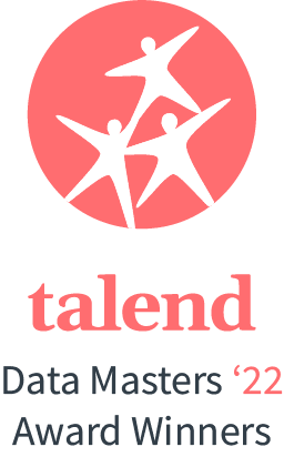 Talend Data Masters '22 Award Winners logo with three stylized figures in a circle above the text.