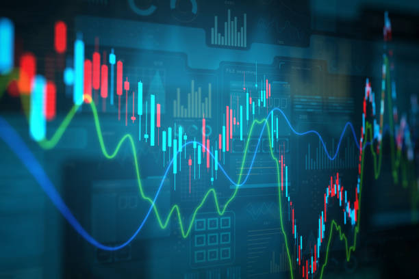 Colorful lines on a stock market chart illustrate fluctuations and trends in financial data.