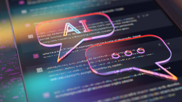 Futuristic 3D illustration of an AI chatbot concept, highlighting its digital interface and innovative design elements.