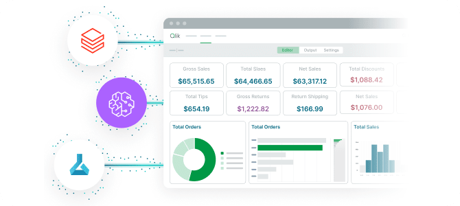 Business intelligence dashboard integrating AI and data platform connectors to display real-time sales, revenue, and operational KPIs for decision-making.