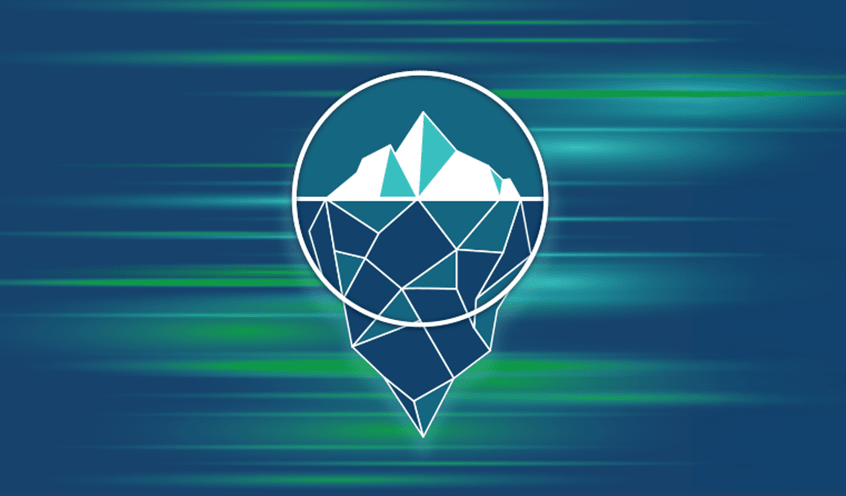 Stylized image of Apache Iceberg with motion lines behind it