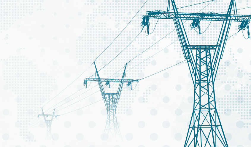 Promotional ebook cover featuring a electricity pylons against a pixelated background.