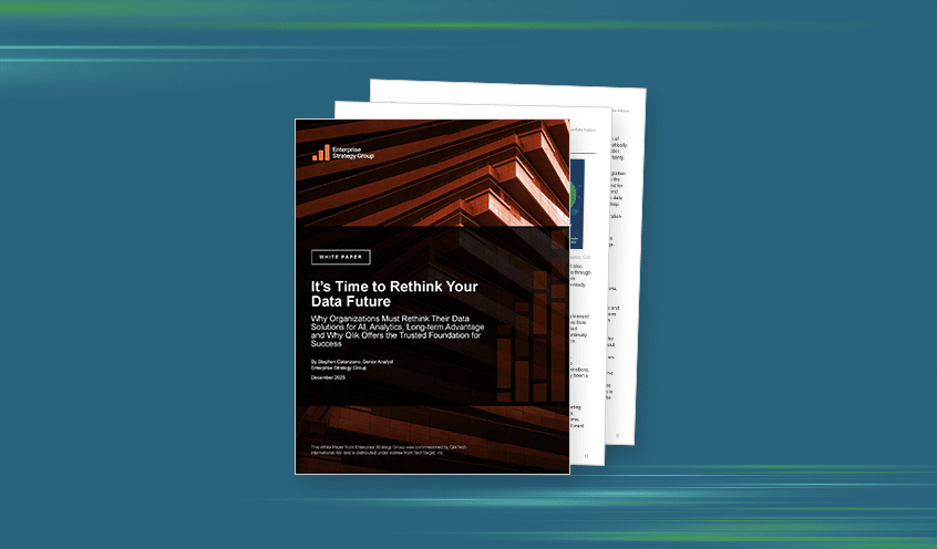 Illustration of a whitepaper titled "It's Time to Rethink Your Data Future"